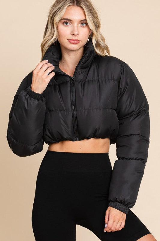 Highneck Cropped Puffer Jacket