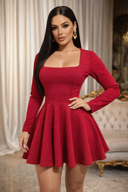 Make a statement with this bold long sleeve dress that commands attention. 