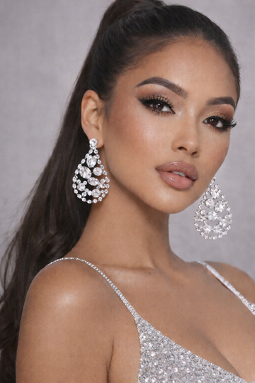 Oversized Teardrop Crystal and Rhinestone Earring