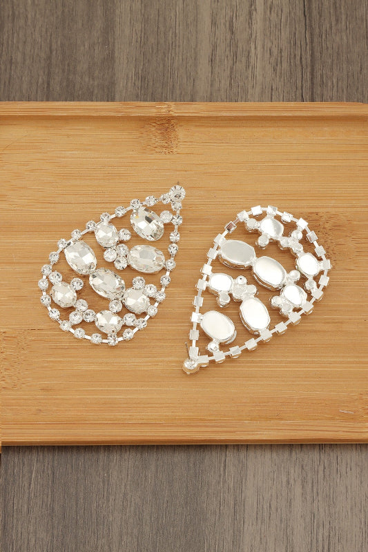 Oversized Teardrop Crystal and Rhinestone Earring