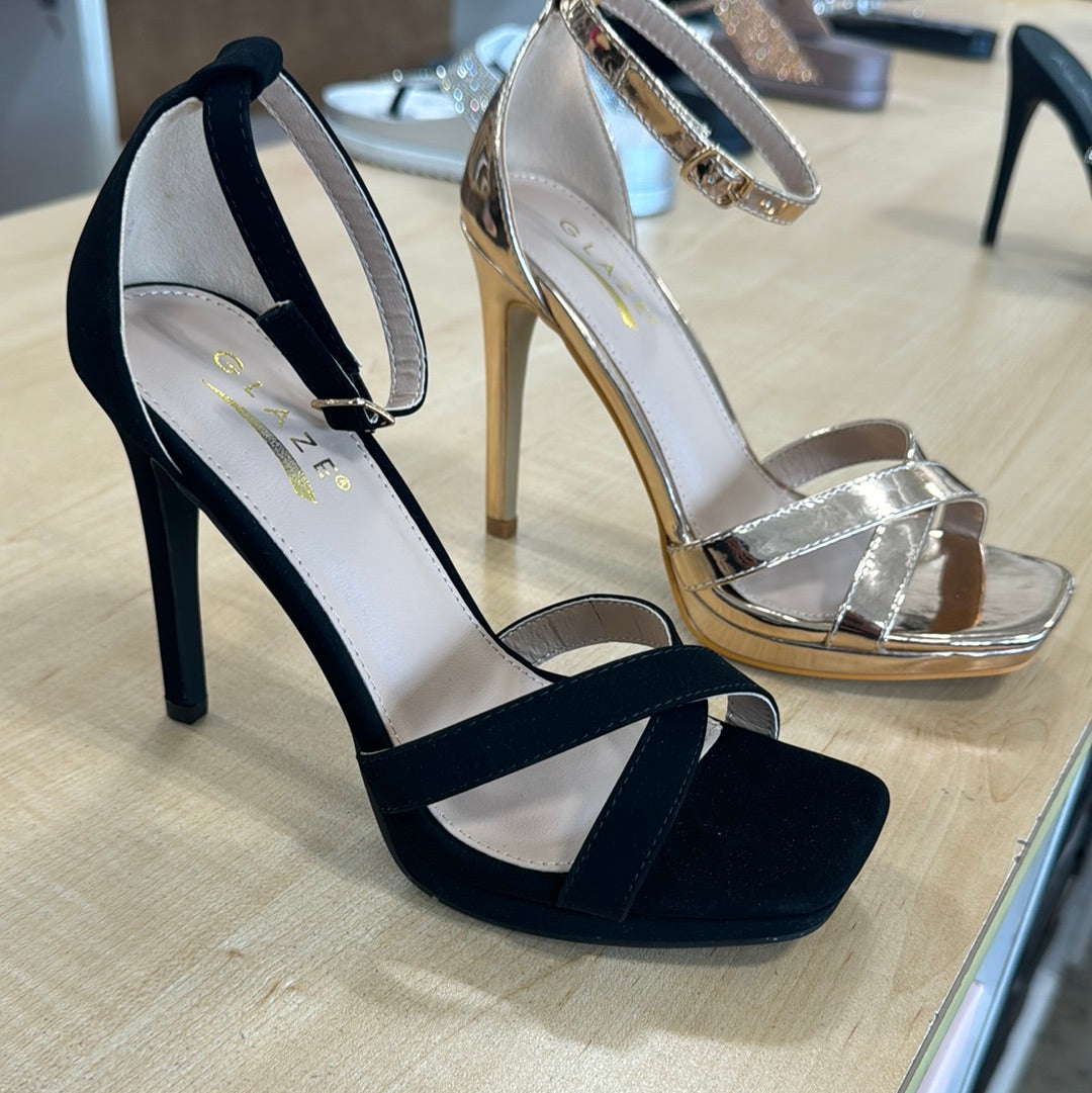 Cross Band Ankle Strap Heel