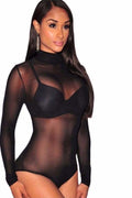 Mesh Long Sleeve Bodysuit FASHION LOVE