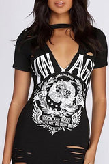 Vintage Deep Front V Top Dress with Slashes