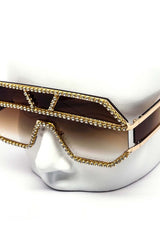 Rhinestone Hexagon Metal Sunglasses