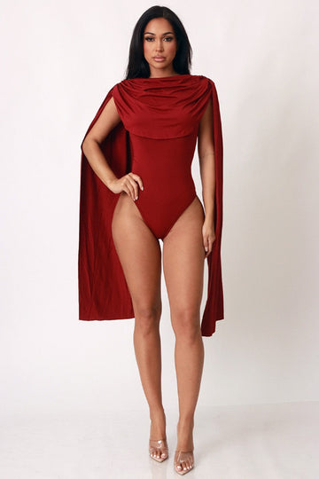 Sleeve Drape Solid Color Bodysuit