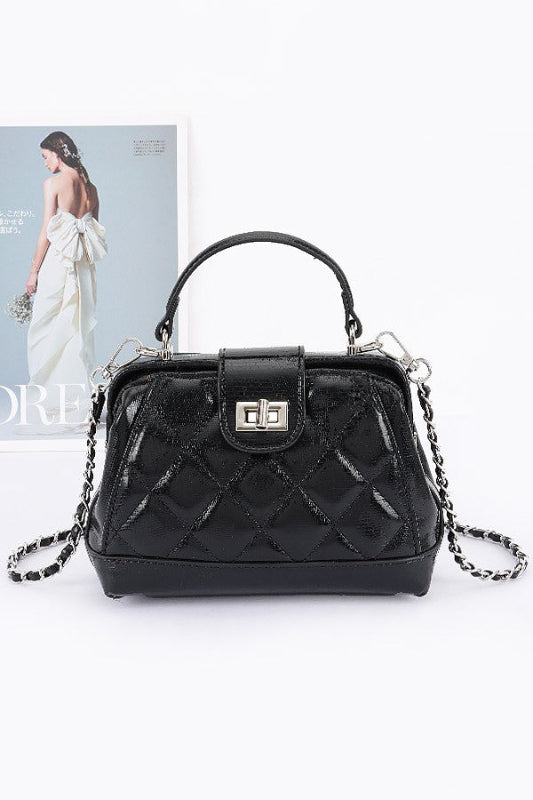 Quilted Metallic Frame Bag