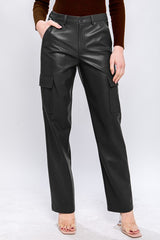 PU Faux Leather Cargo Pant