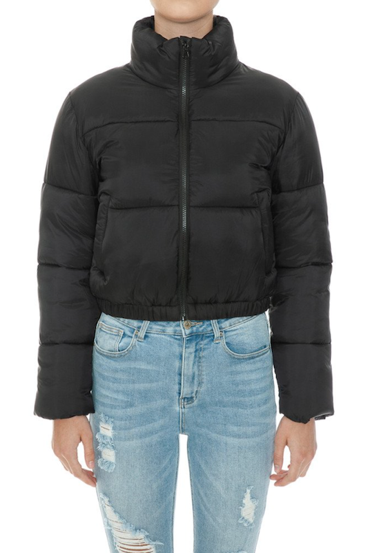 High Neck Nylon Puff Jacket AMBIANCE APPAREL