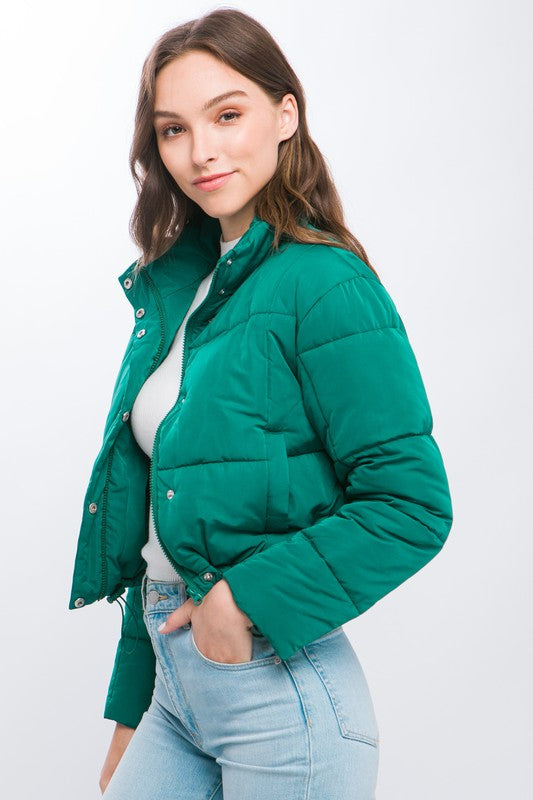 Puffer Jacket with Snap Closure