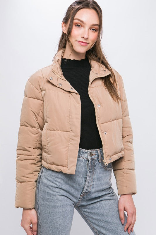 Puffer Jacket with Snap Closure