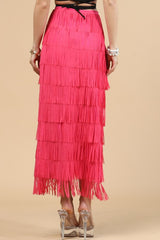 Fringe Long Layered Skirt