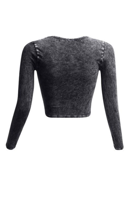 Mineral Washed Long Sleeve Crop Top