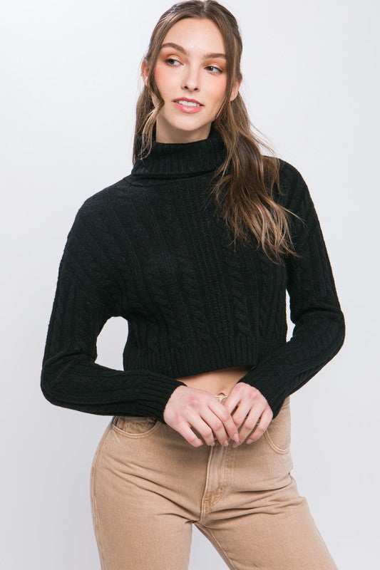 Cable Knit Cropped Sweater