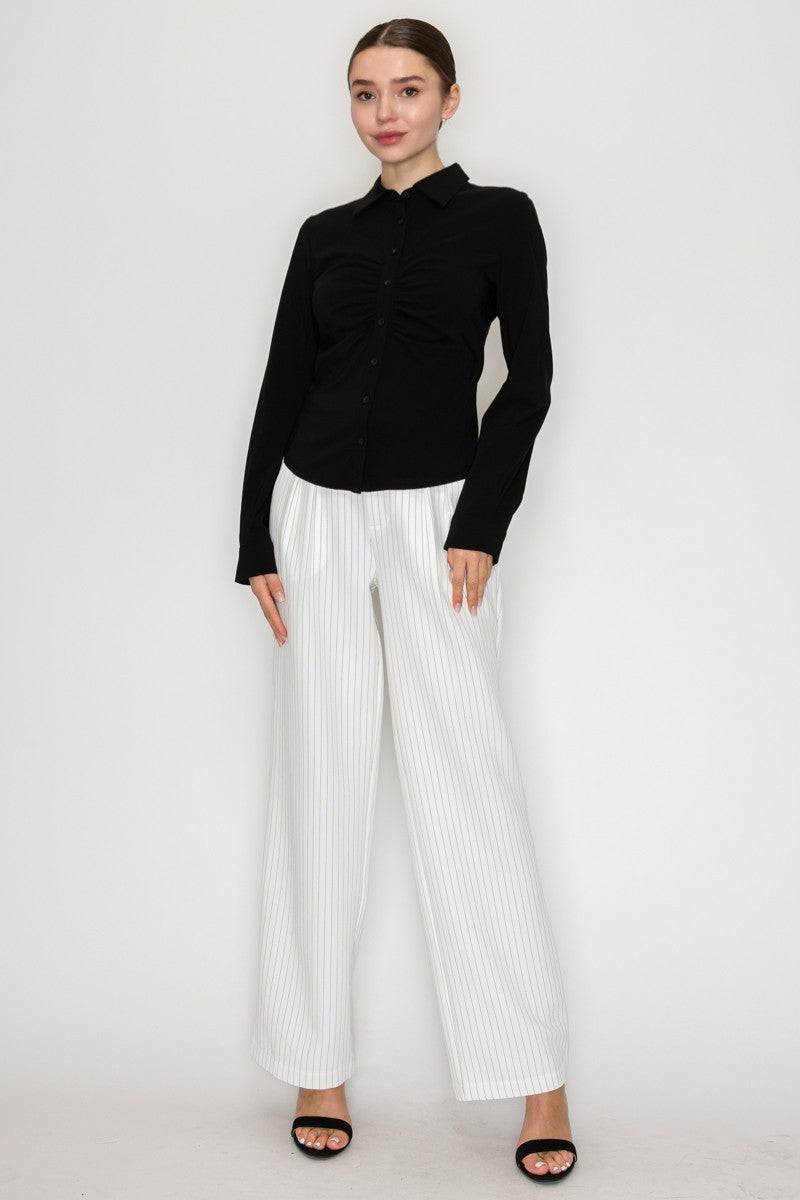 Ruched Button Down Shirt