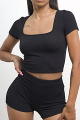 Textured Top and Short Set