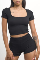 Textured Top and Short Set
