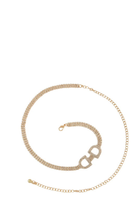 Rhinestone Double D Charm Belt