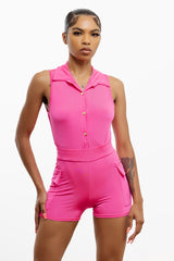 Collared Bodysuit and Short Set