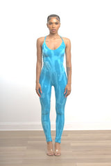 Mineral Wash Jumpsuit With Criss Cross Back