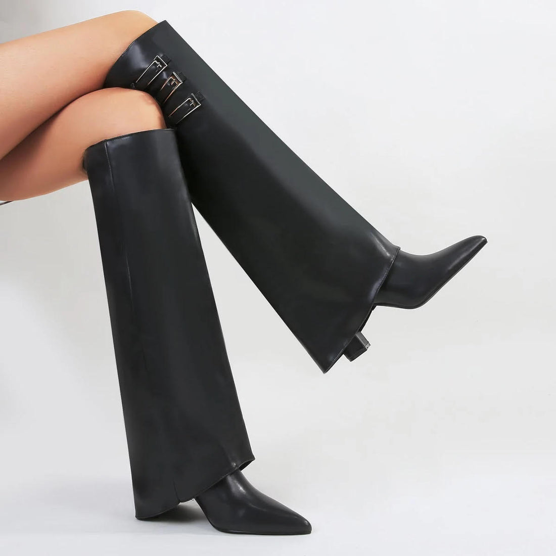 Triple Buckle Fold-Over Boots