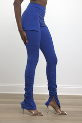 Cargo Pants with Slit Ruched Bottom