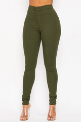 High Rise Skinny Jean with Round Back Pocket
