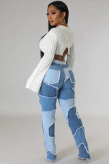 Mixed Denim Patch Jeans