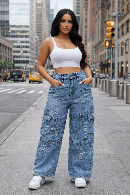 Elevate your style with High Rise Mixed Panel Jeans. Get the look you want in this versatile piece. 