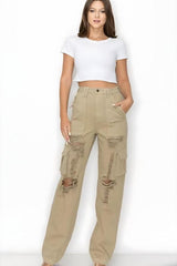 Distressed Cargo Ripped Jeans