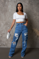 Distressed Cargo Ripped Jeans