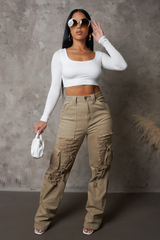 Distressed Cargo Ripped Jeans