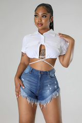 Frayed Short with Whisker