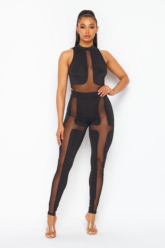 Sleeveless Mesh Venial Set