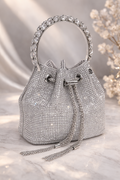 Crystal Halo Gold Rhinestone Mini Bucket Bag