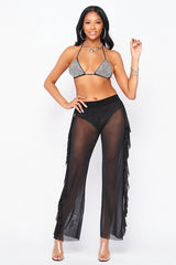 Ruffle Mesh Pant