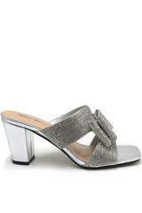 Rhinestone Bow Heeled Sandal