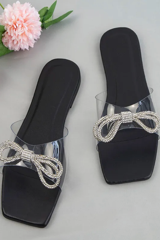 One Band Sandal Rhinestone Bow