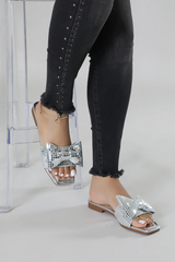 Sequin Bow Flat Sandal