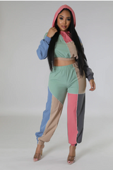 Block Hoodie Jogger Set