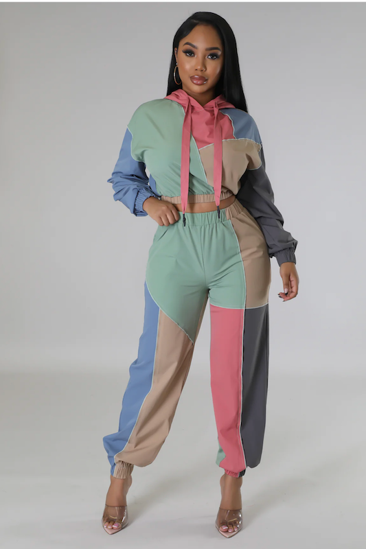 Block Hoodie Jogger Set