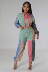 Block Hoodie Jogger Set