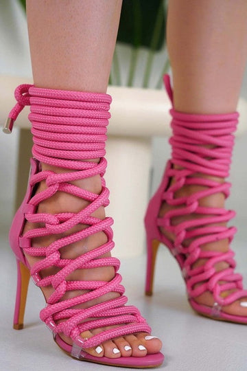 Thick Lace Rope Heels