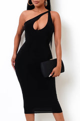One Shoulder Dress with Chest Cutout