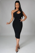 Single Shoulder Dress with Cut Out LETS GO APPAREL