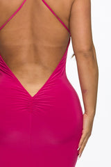 Cross Back Double Layered Midi Dress