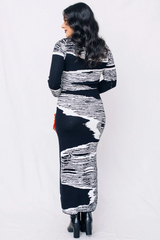 Abstract Print Knit Maxi Dress