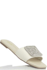 Square Toe Rhinestone Embellished Slide
