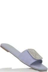 Square Toe Rhinestone Embellished Slide