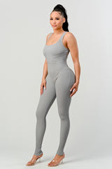 Piping Detail Ribbed Tank Jumpsuit