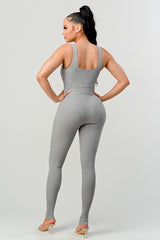 Piping Detail Ribbed Tank Jumpsuit